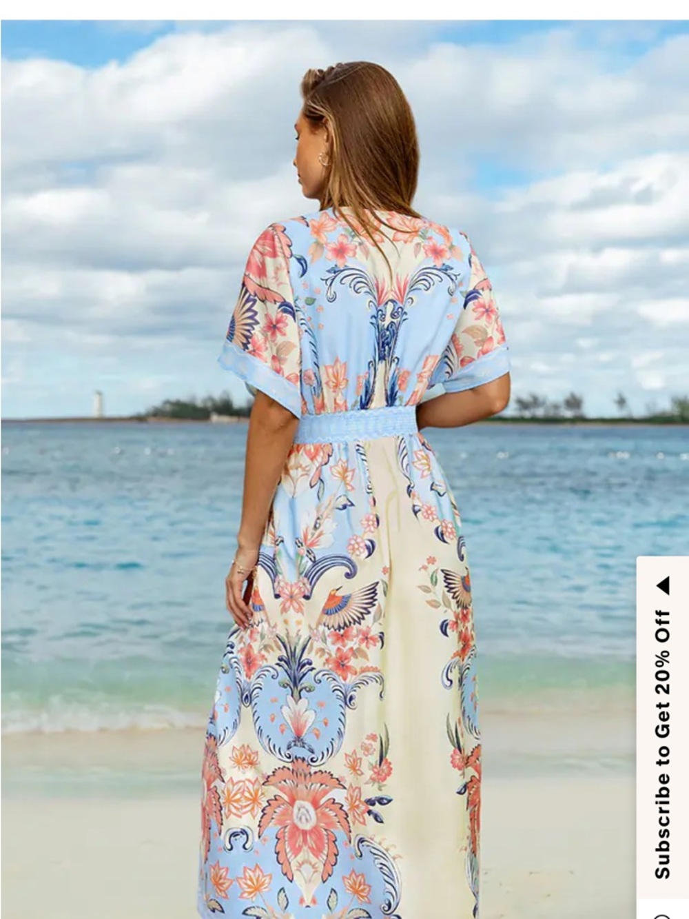 Cupshe Light Blue and Cream Floral Maxi Dress - Picture 7 of 16